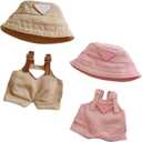 Doll Clothing for Labubu, 2 Sets of Premium Outfits for Labubu Dressing up, Doll Accessories for Labubu(Pink and Khaki Overall)