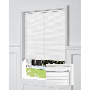 UNISHADES No Drill Blinds for Windows 1" Vinyl L-Shaped Slats Cordless Mini Blinds for Home, for Window Size 30.5" W 48" H White
