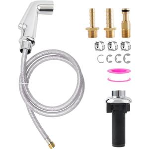 Hygie Rinse Universal Kitchen Sink Spray Attachment/Hose/Holder Set - CHROME Finish Kitchen Sink Side Sprayer Head Replacement Compatible with Moen/Delta Faucet