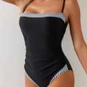 B2prity One Piece Swimsuit for Women Tummy Control Slimming Bathing Suit Color Block Swim Suit Modest Swimwear (Black, M)