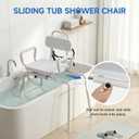 Loyoda Sliding Shower Chair with Swivel Seat for Bathtub, Ideal for Seniors | Slide Bathtub Transfer, Aluminum Alloy Frame, with Security Belt, 360 Rotation, 350 lb Capacity