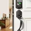 Veise Fingerprint Door Lock Set, Keyless Entry Door Lock, Front Handle Set, Electronic Keypad Deadbolt with Lever Handle, 2 Keys, Auto-Locking, One-time Codes, Easy to Install, Matte Black