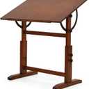 VISWIN Wood Drafting Table for Adults, 24'' x 35" Drawing Table with Adjustable Height & Angle for Art Studio, Solid Pine Wood Artist Desk for Drawing, Drafting, Writing, Reading, Sketching (Walnut)
