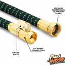 Flexi Hose with 8 Function Nozzle, 25FT - Lightweight Expandable Garden Hose, No-Kink Flexibility, 3/4 Inch Solid Brass Fittings and Double Latex Core - Black and Green