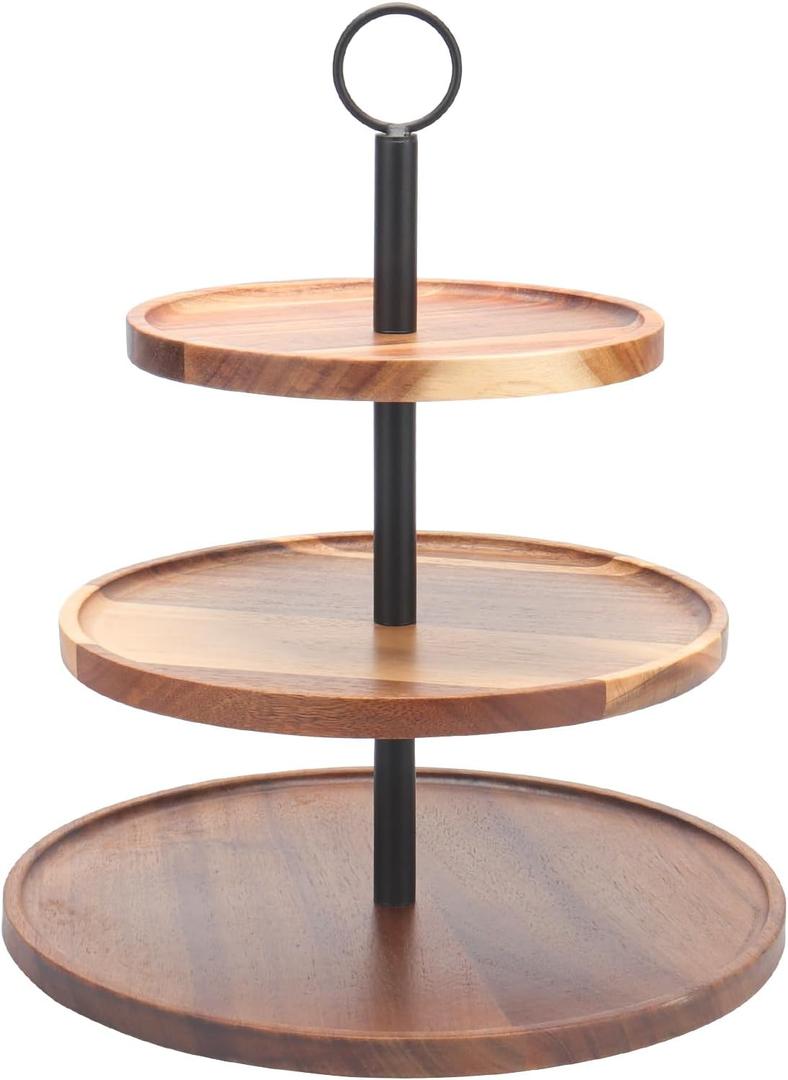 3 Tier Cupcake Stand, Large Wood Tiered Serving Tray Cupcake Tower, Serving Stand Display Dessert Cookie Candy Buffet Holder for Home Tea Party, Wedding, Farmhouse, Kitchen Decor-8"x10"x12"