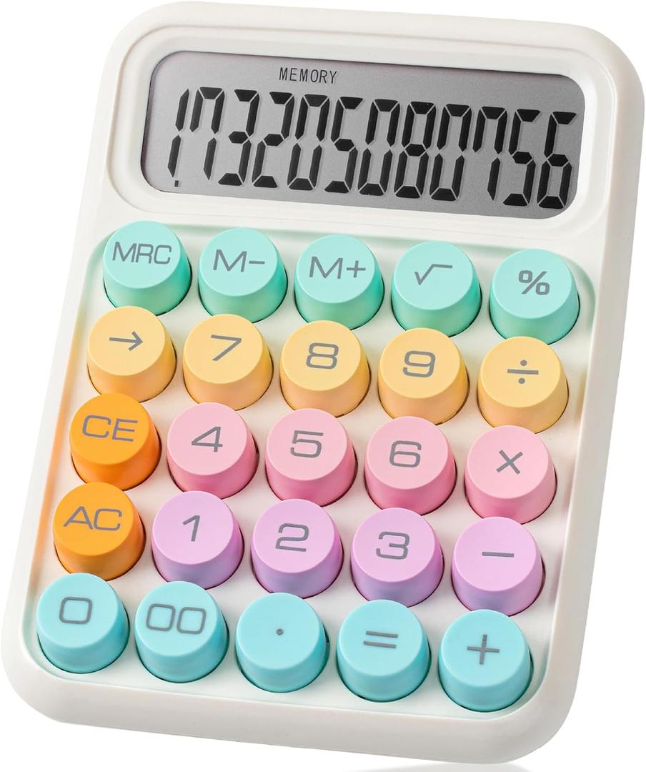 Mr. Pen- Mechanical Switch Calculator, 12Digits, Large LCD Display, Colorful Calculator Big Buttons (Pastel Harmony)