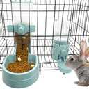 kathson Rabbit Food Water Dispenser Pet Cage Automatic Feeder 2L Food Dispenser 17oz Waterer Small Animal Hanging Bottle Bowl Set for Rabbit Cat Small Dog Ferret Puppy