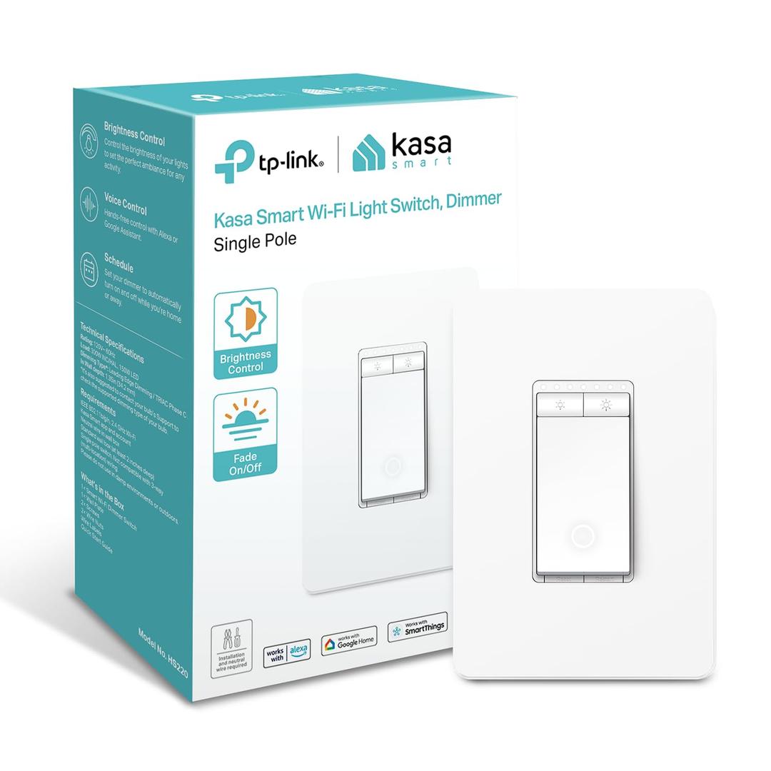 Kasa Smart Dimmer Switch HS220, Single Pole, Needs Neutral Wire, 2.4GHz Wi-Fi Light Switch Works with Alexa and Google Home, UL Certified, No Hub Required, 1 Pack (White, Alexa Compatible)
