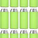 TahoeBay Slim Can Coolers (12-Pack) Blank Neoprene Beer Sleeves (Lime Green)