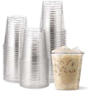 [200 COUNT]HAKOWARE 8 oz Ultra Clear Disposable Plastic Cold Cups, Disposable Cup 8 oz for Wedding & Party, Plastic Cocktail Cups, Disposable Clear Cup for Iced Coffee & Cold Beverage