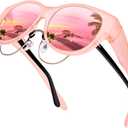 URUMQI Sunglasses Over Glasses Women, Polarized UV400 Protection Fit Over Glasses Sunglasses for Women Round Cat Eye