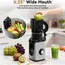 NEWBULIG Cold Press Juicer Machines, Masticating Juicer with High Juice Yield, Reverse Function, Stops Oxidation and Easy to Clean for Vegetables & Fruits, Silver