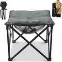 Padded Camping Stool, 18 Inch Oversized Camping Foot Rest, 500lb Outdoor Folding Camp Chair Portable Camping Ottoman for Camping Gardening w/Storage Net, Carry Bag (1, DarkGreen)