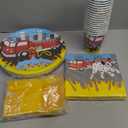 BLUE PANDA - Firetruck Birthday Party Decorations, Paper Plates, Napkins, Cups and Plastic Cutlery (Serves 24, 144 Pieces) - Fire Truck Plates - Fire Truck - Party Decoration - Birthday Supplies