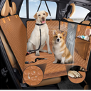 Back Seat Extender for Dogs,Leather Dog Car Seat Cover for Back Seat Hard Bottom Holds 400lbs,100% Waterproof Dog Car Hammock, Sturdy Pet Seat Protector for Car, SUV,Small Truck(Brown)