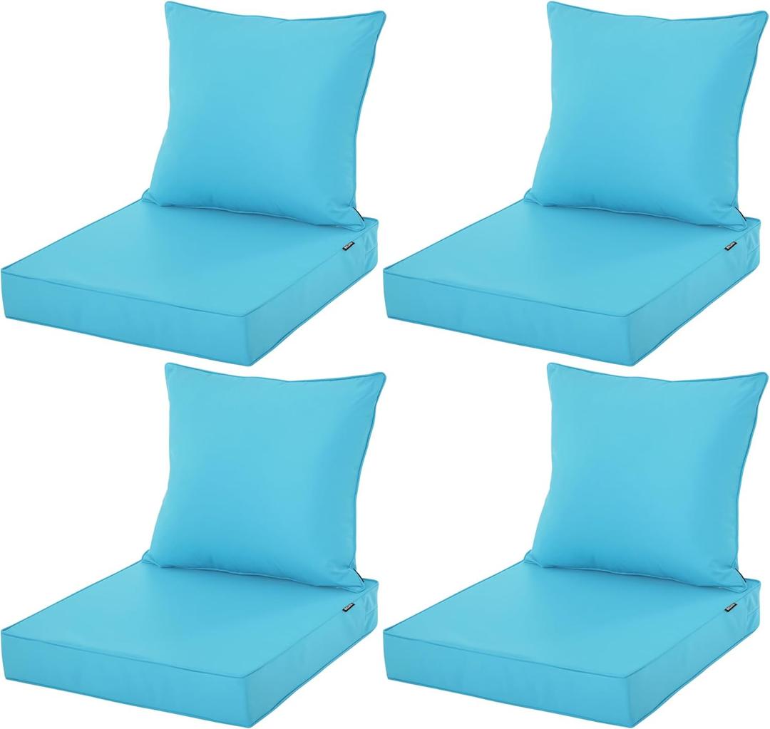 Patio Cushions for Outdoor Furniture, Fade and Weather Resistant Deep Seat and Backrest Cushion Set for Chair Sofa Couch Swing, 19x19 Inch, Teal, Set of 4, Teal Patio Cushions for Outdoor Furniture, Fade and Weather Resistant Deep Seat and Backrest Cushion Set for Chair Sofa Couch Swing, 19x19 Inch, Teal, Set of 4, Teal