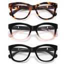 kunchu Reading Glasses for Women - Oprah Blue Light Reading Glasses with Spring Hinge, Anti-Glare/Eyestrain Computer Readers (3 Pack, 0.75X)