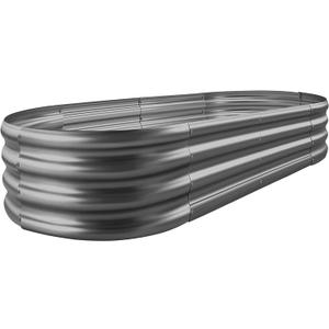 Land Guard 841 ft Galvanized Raised Garden Bed KitRaised Garden Boxes Outdoor, Oval Metal Raised Garden Beds for VegetablesGrey