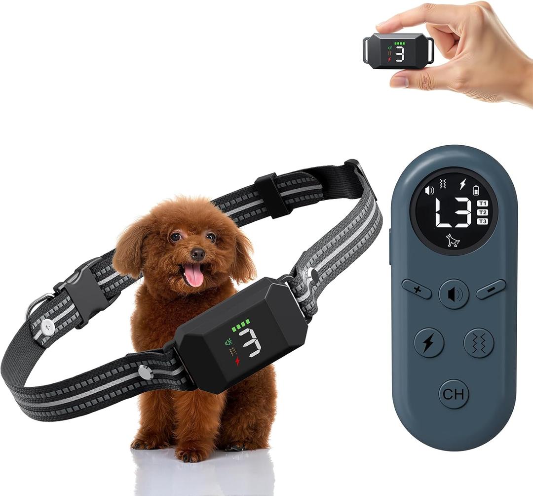 Shock Collar for Small Dogs, Dog Training Collar with Remote for Small & Medium Dogs 5-30lbs, Waterproof, Rechargeable, 1300ft Range, Collar with Beep, Vibration, Safe Shock (Black)