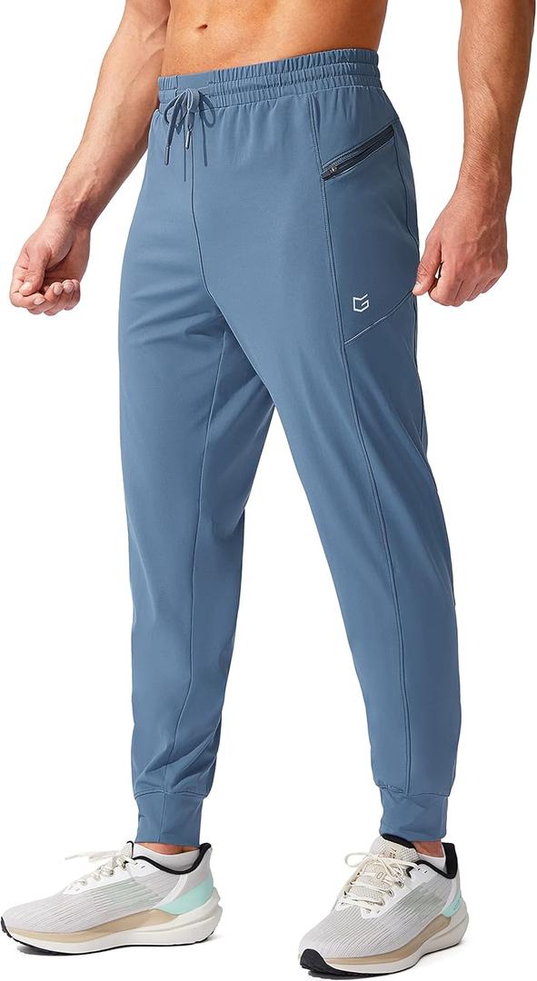 G Gradual Men's Joggers Pants with Zipper Pockets Stretch Athletic Sweatpants for Men Workout Jogging Running(Slate Blue, X-Large)