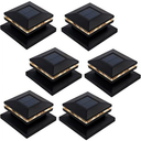 MAGGIFT Solar Post Lights, Outdoor Fence Deck Cap Light, Warm White LED, Fits 4x4, 5x5, or 6x6 Wooden Posts, 6 pack, Black