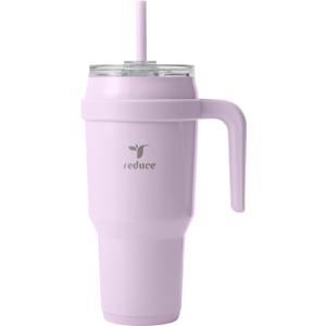 REDUCE 40 oz Stainless Steel Tumbler with Handle - Dual-Wall Vacuum Insulated Travel Mug, Sweat-Proof Lid & Reusable Straw - Keeps Drinks Cold for 24 Hrs, Fits Cupholders, Dishwasher Safe - Lilac Bud