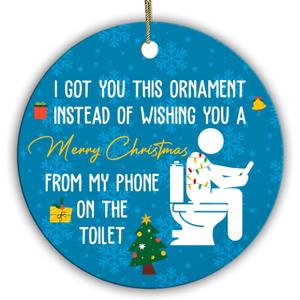 2pcs Toilet Phone Christmas Ornament Funny Bathroom Humor Ornament for Adults, Coworkers & Friends White Elephant Gift, Secret Santa Gag, Novelty Ceramic Ornament