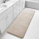 Yimobra Bathroom Runner 60"x24", Non Slip Memory Foam Bath Mat, Super Soft Water Absorbent Hallway Carpet, Machine Washable Rug for Vanity Tub Shower, Beige