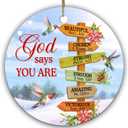 God Says You are Christmas Ornament Christian Tree Decoration with Hummingbirds, Bible Verses Signpost Religious for Women, Friends & Church Members 2025