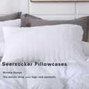 AveLom Seersucker Stripe Duvet Cover Full (80 x 90 Inches), 3 Pieces (1 Duvet Cover + 2 Pillow Cases) White Zipper Closure Corner Ties Soft Washed Microfiber Duvet Cover for Men,Women