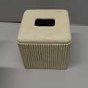 Natural Travertine Texture Striped Square Tissue Box Cover Decorative,Resin Heavy Sturdy Tissue Box Holder, Facial Paper Holder for Bathroom Vanity Countertop, Bedroom Night Stand,Office and End Table