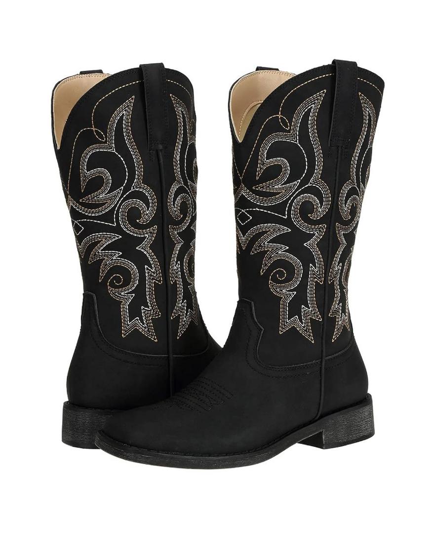 SheSole Cowgirl Boots for Women Square Toe Mid Calf Embroidered Fashion Western Cowboy Boots 36/6
