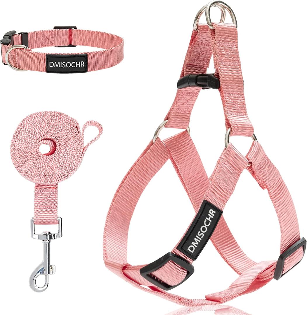 No Pull Dog Harness - Adjustable Step-in Harness & Leash Set for Small, Medium, Large Dogs - Escape Proof Soft Pet Harness for Walking, Training, Hiking, Outdoor Activities (LARGE (chest: 23.4"-31" neck: 14"-20" ), Pink)