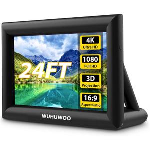 Inflatable Movie Screen Outdoor, 24FT Blow Up Projector Screen for Outside with Air Blower and Carry Bag, Support Front & Rear Projection Easy Set Up for Backyard Movie Night Pool Party