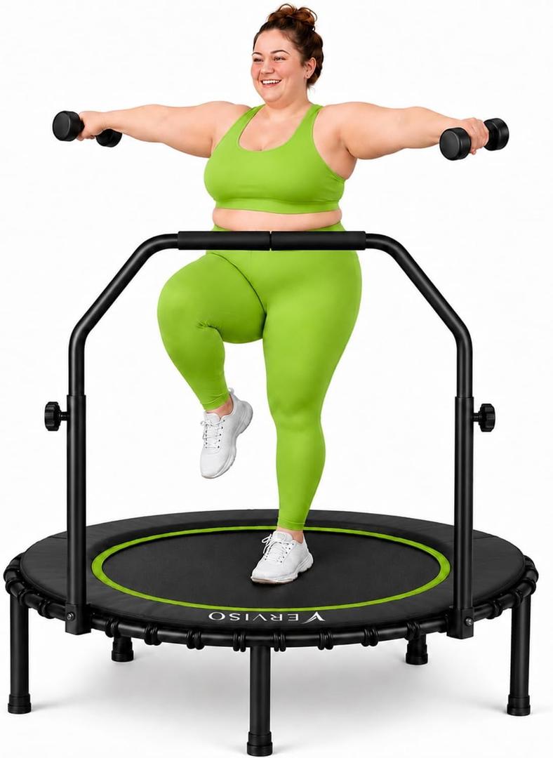 40" Bungee Rebounder Trampoline for Adults, 460LBS Low Impact Quiet Foldable Mini Trampoline, Easy Assembly Indoor Fitness Rebounder with Handle for Whole-Body Workout, 
Product Dimensions	40"L x 40"W x 11"H
