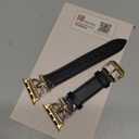 Wearlizer Leather Band Compatible with Apple Watch Bands Women 41mm 40mm 38mm 49mm 46mm 45mm 44mm 42mm, Fancy Dressy Strap for iWatch Series 11 10 9 8 7 6 5 4 3 SE/Ultra 3 2 1,Black/Gold