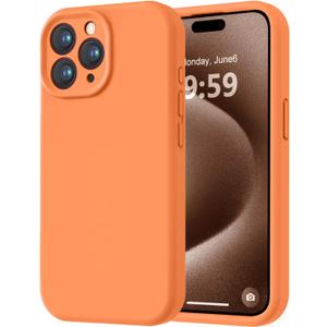 LOVE 3000 Designed for iPhone 15 Pro Case, Premium Silicone with [Soft Anti-Scratch Microfiber Lining] Shockproof Protective Phone Case for Men Women Girls 6.1", Bright Orange
