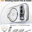 Reukdnv 360° Spin Magnetic Stand for Google Pixel 11 Pro Clear Case, Silver