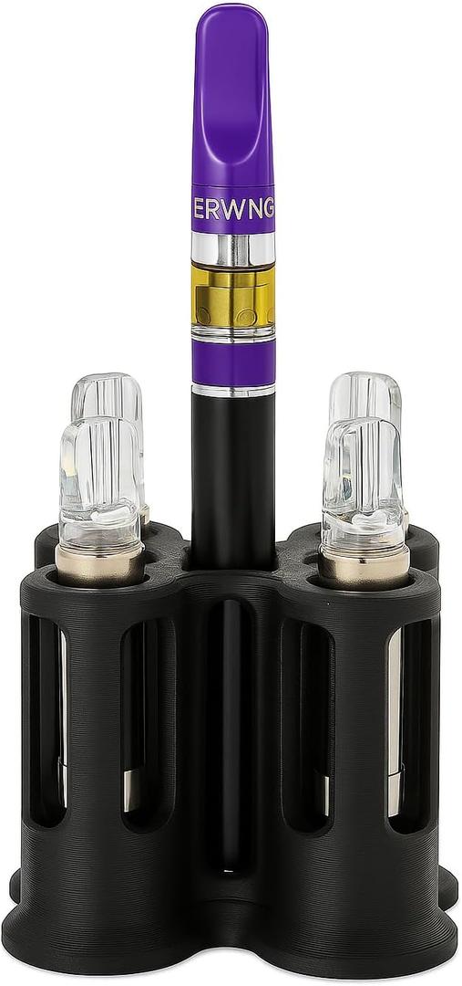 Vape Cartridge Stand, 4-Slot Desktop Holder, 2.5 x 2.5 Inches, Made in the USA