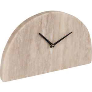Bloomingville Decorative Half Moon Marble Mantel Clock, Beige and Black (10"W x 6"H)