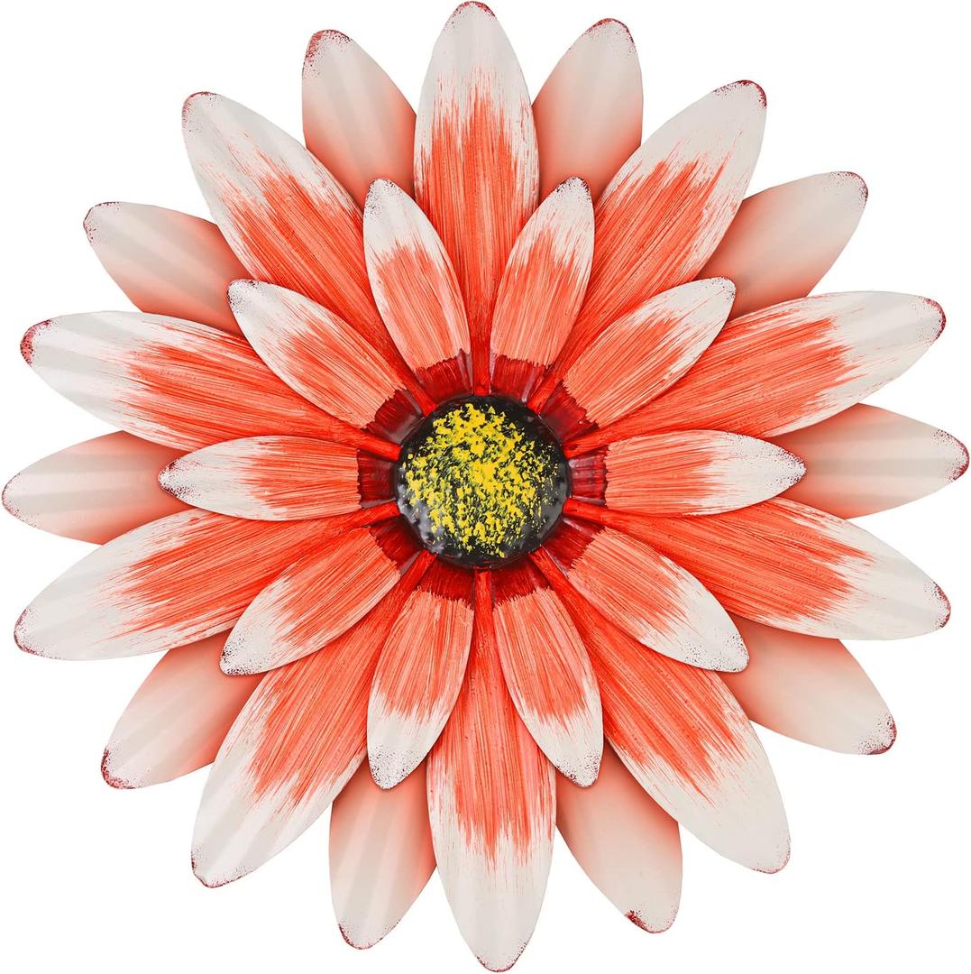 Metal Flowers Outdoor Decor 13" Metal Sunflower Wall Art Decorations Sunflower Wall Decor for Kitchen Living Room Porch Garden Yard