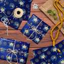 100 Sheets Eid Mubarak Tissue Paper Yellow Blue Eid Al-fitr Gold Mosque Moon Star Patterns Wrapping Tissue for Ramadan Theme Party Decoration Paper, DIY Crafts Supplies