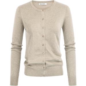 GRACE KARIN Cardigan Sweaters for Women Lightweight Soft Button Down Sweater Trendy 2026 Fashion Light Apricot Heather XL