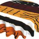 FREEHOTU African Tribe Kente Round Tablecloth Thicken Desk Cloth Washable Table Cover Table Cloth for Kitchen Daily Dinning Party Tabletop Decor 60 Inch