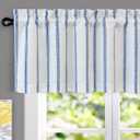 DriftAway Farmhouse Linen Lined Valance Double Layer Thermal Insulated Room Darkening Blackout Window Valances 3 Inch Rod Pocket Vertical Striped Kitchen Valance for Bathroom Single 52 x 18 Inch Navy
