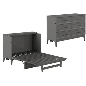 AFI, Santa Fe Full Murphy Bed Chest with 6" Mattress & Built-in USB Charger, Grey