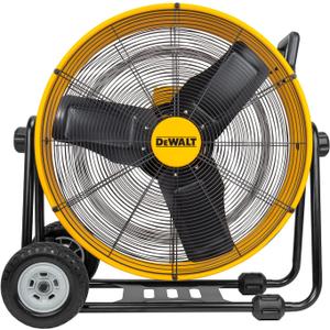 DEWALT Drum Fan High-Velocity Industrial, Drum, Floor, Barn, Warehouse Fan, Heavy Duty Air Mover with Adjustable Tilt & Large Wheel, 24", Yellow DXF2490