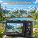 4K Digital Camera for Photography, 64MP Vlogging Camera for YouTube with 3" 180° Flip Screen, WiFi Compact Camera with 18X Digital Zoom, Comes with 32GB Micro SD Card & 2 Batteries, Black