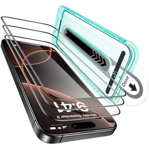 ESR 3 Pack for iPhone 16 Pro Screen Protector, [9H Hardness] [Military Grade Shatterproof] Tempered Glass Film with Flawless Fit Tray, HD Clear, Scratch Resistant Flawless Fit Tray