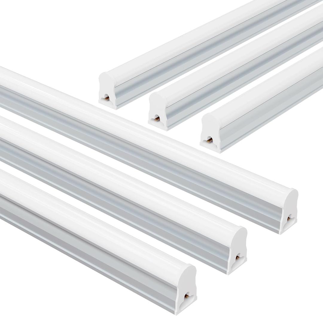 4FT LED Shop Lights (6 Pack), 2000LM 6500K Super Bright White T5 Commercial Lights, 20W Linkable Utility Integrated Single Fixture for Gym/Garage/Ceiling/Under Cabinet, Plug & Play